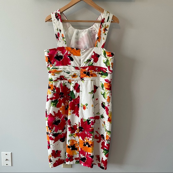 πππ Andre Oliver floral dress; pleated front & cumberbund, size 14, EUC - Picture 7 of 9